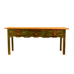 English Blue Green Painted Server