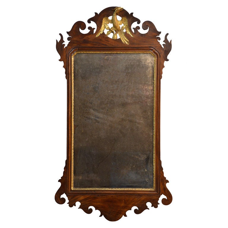 Chippendale Mirror With Phoenix Crest For Sale