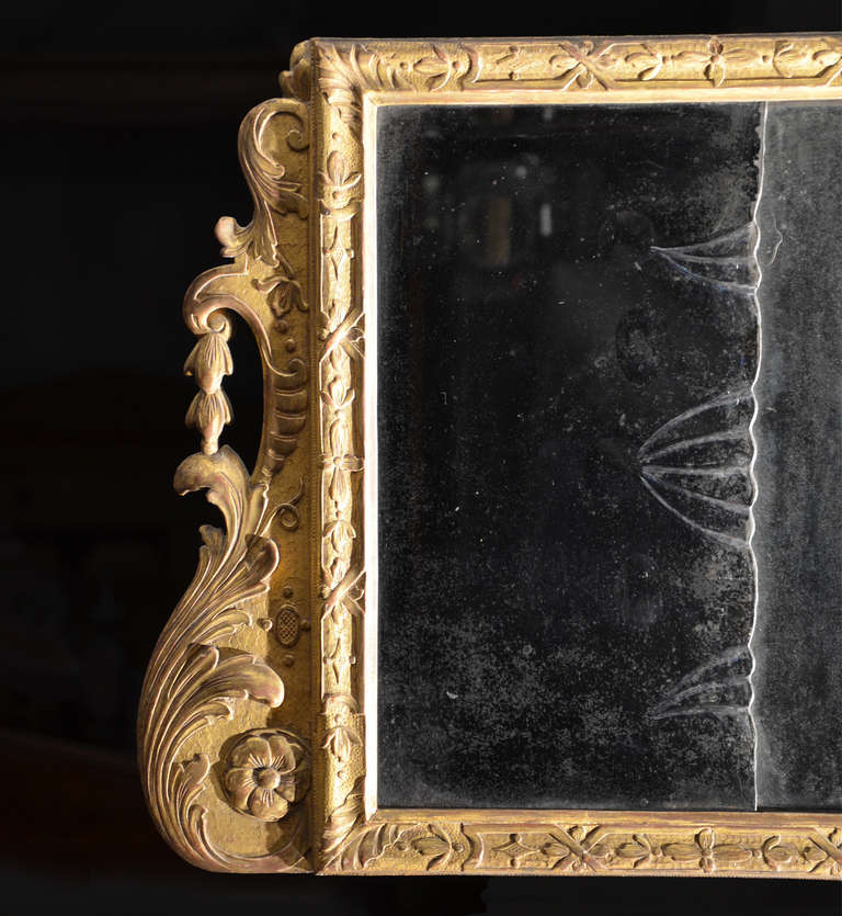 British George II Gilded Overmantle Mirror