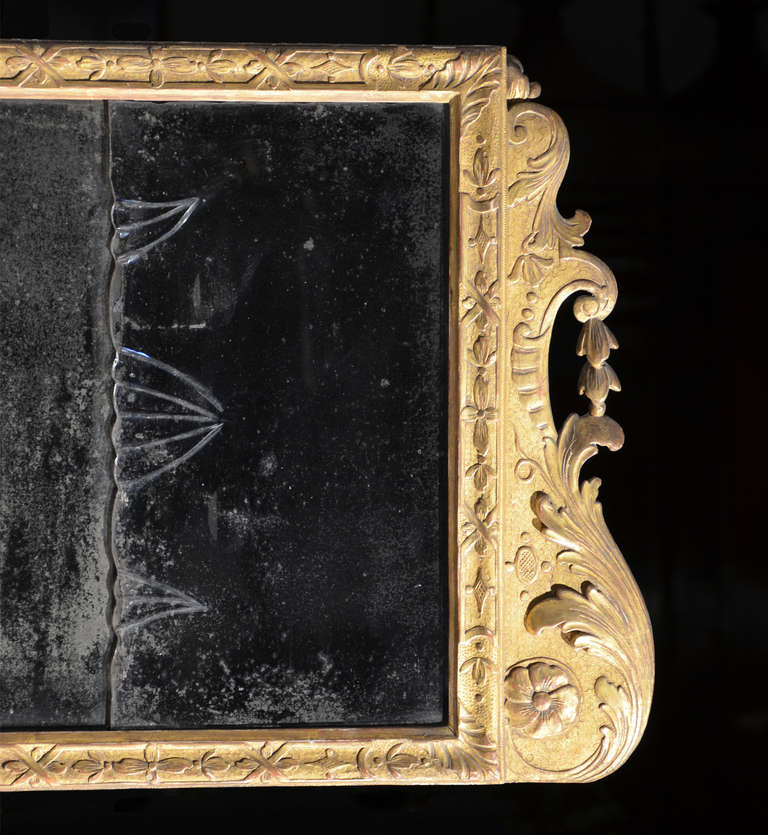 George II Gilded Overmantle Mirror In Excellent Condition In Wells, ME