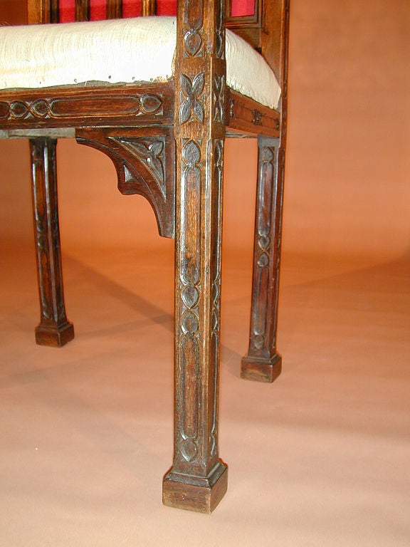 19th Century Neo Gothic  Walnut Arm Chair For Sale