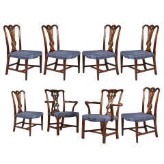 Antique Set Of Eight Mahogany Chippendale Chairs