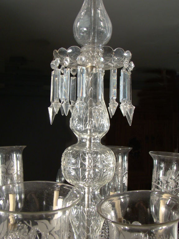 Belgian Glass Chandelier with 12 lights by Degrelle Made In Belgium For Sale