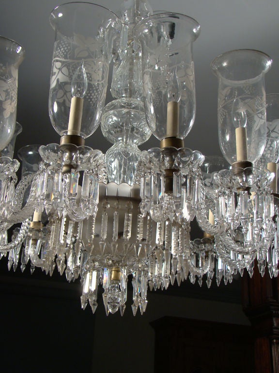 19th Century Glass Chandelier with 12 lights by Degrelle Made In Belgium For Sale
