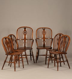 Antique Six English “Wheelback” Windsor Chairs 