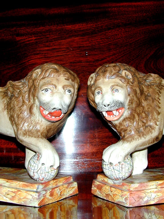 English Pair of Staffordshire Lions