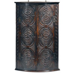 Carved English Corner Cupboard