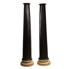 Pair of Large Ebonized Mahogany Columns