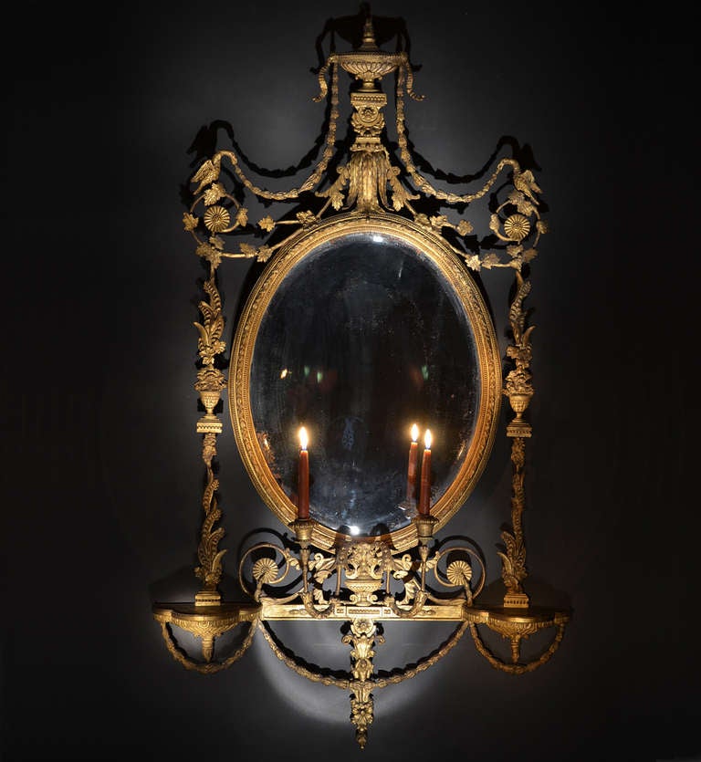 George III Style Gilded Oval Mirror