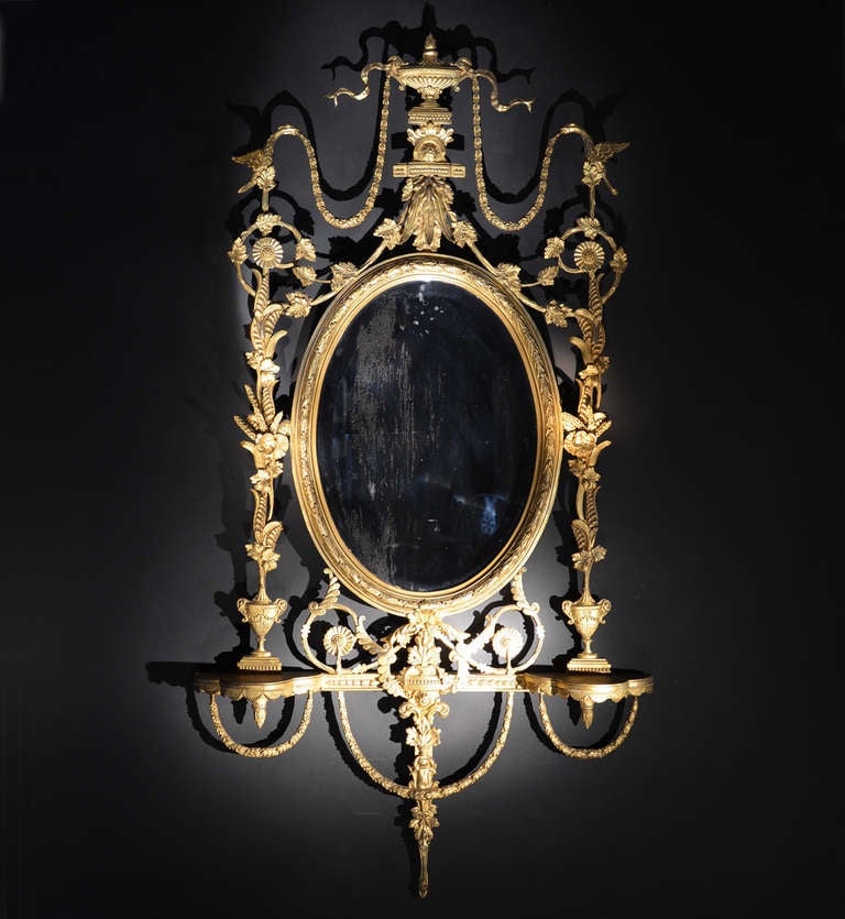 George III Style Gilded Oval Mirror