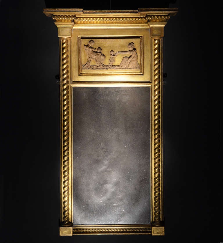 Wonderful Boston Neo-classical “composition work” mirror.  Possibly by John Doggett.

This mirror has the identical scene as the one in “American Furniture  - The Federal Period” in The Henry Francis du Pont Winterthur Museum by Charles F.