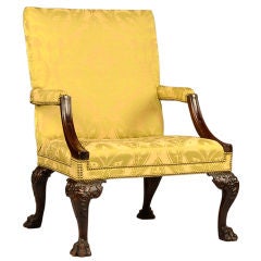English Library Chair with Hairy Paw Feet