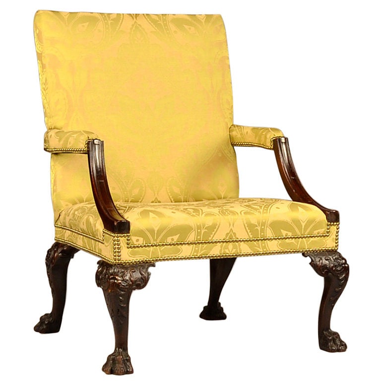 English Library Chair with Hairy Paw Feet