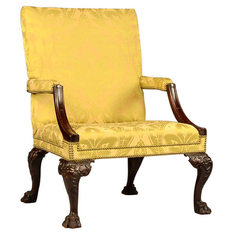 English Library Chair with Hairy Paw Feet at 1stDibs