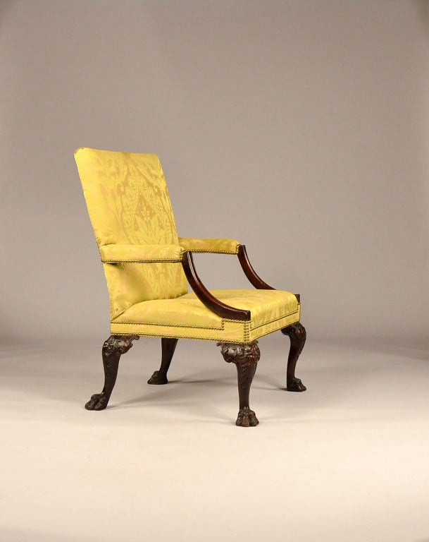 Beech English Library Chair with Hairy Paw Feet