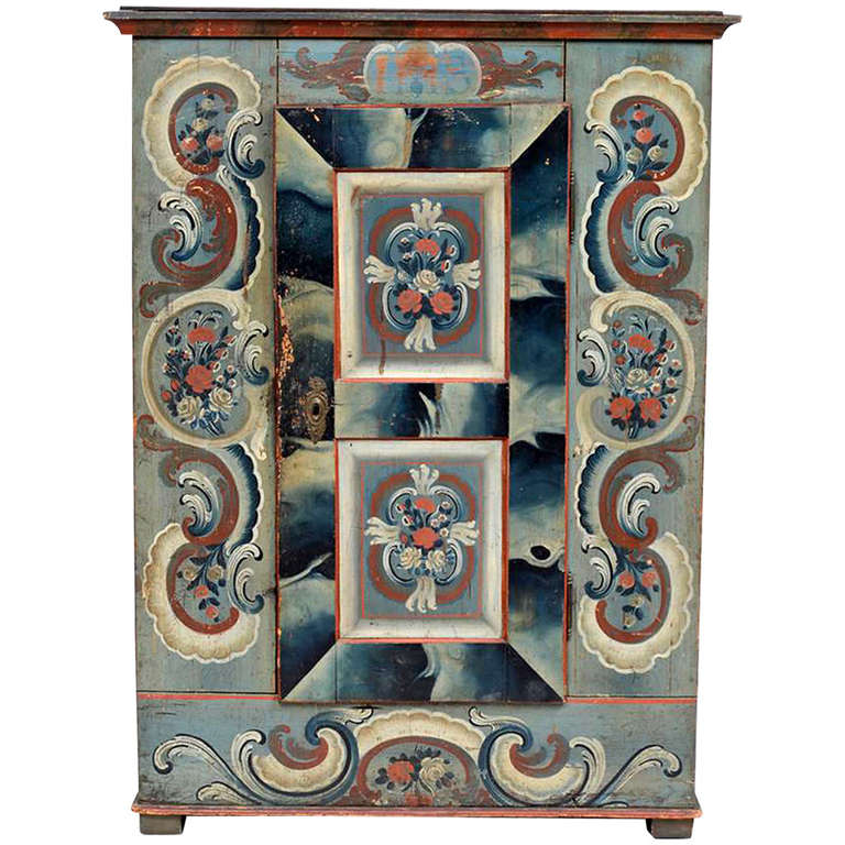 Wonderful Swiss Provincial Painted Armoire