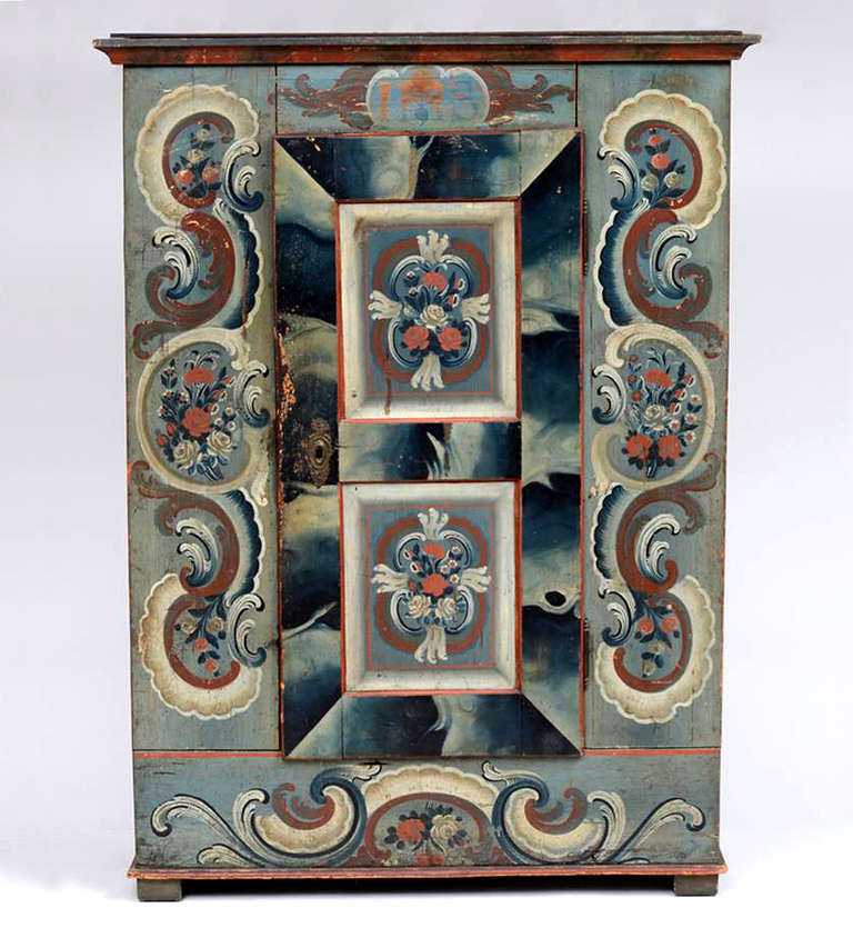 Wonderful Swiss Provincial Painted Armoire