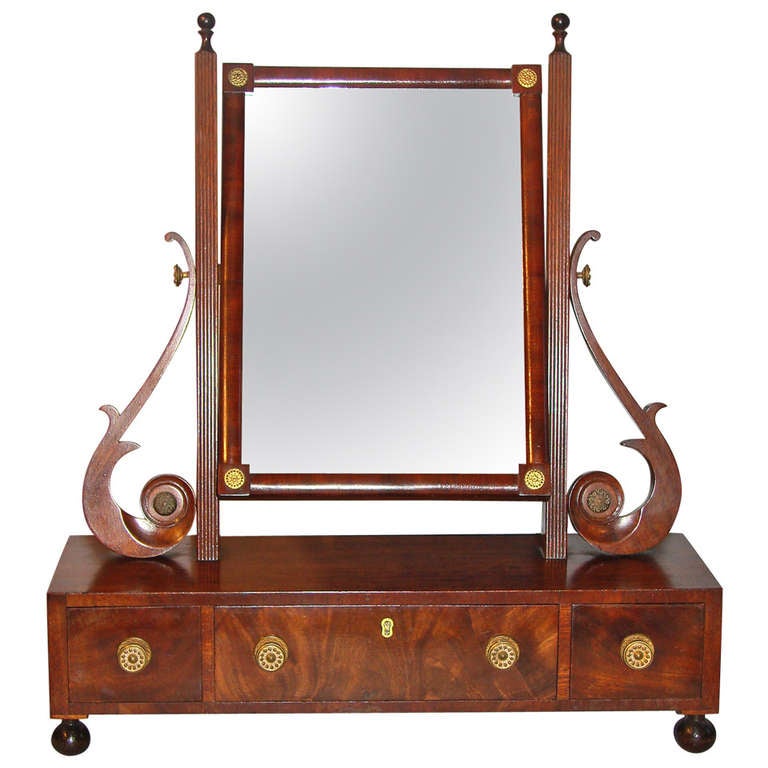 “Rufus Pierce" Boston Mahogany Dressing Mirror For Sale