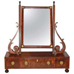 Antique “Rufus Pierce" Boston Mahogany Dressing Mirror