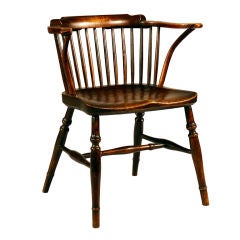 Antique English Low Back Windsor Arm Chair