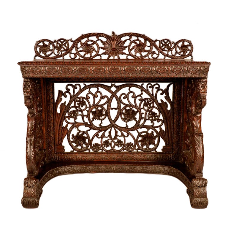 Indo/Portuguese Rosewood Console Table For Sale