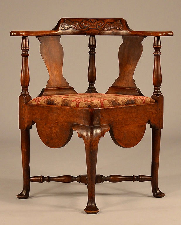 Boston Chippendale Walnut Corner Chair