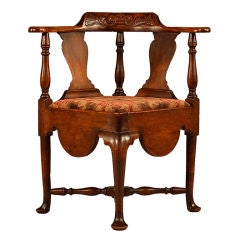 Antique Boston Chippendale Walnut Corner Chair