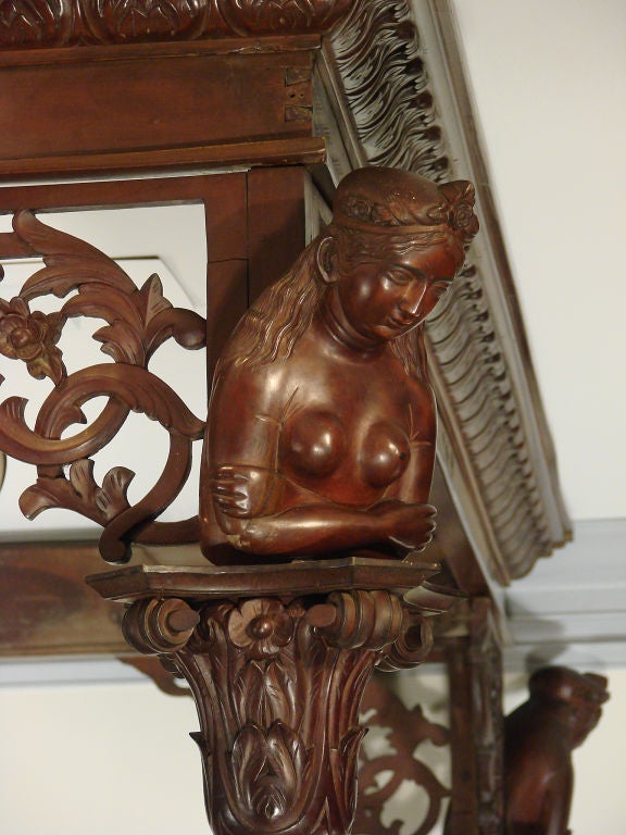 A Highly Carved Mahogany Anglo/Indian Palace Bed 5