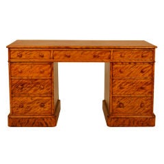 Antique Birch Flat Top Pedestal Desk