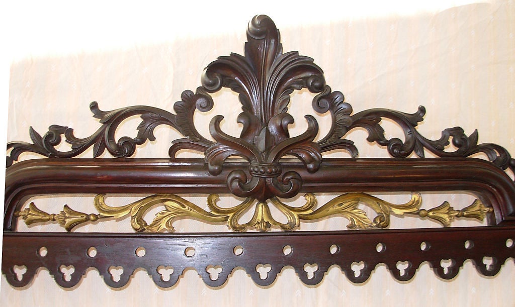 8 matching carved mahogany pelmets or valances with Prince-of-Wales crest. From an Indian Neoclassical palace outside of Kolkata.