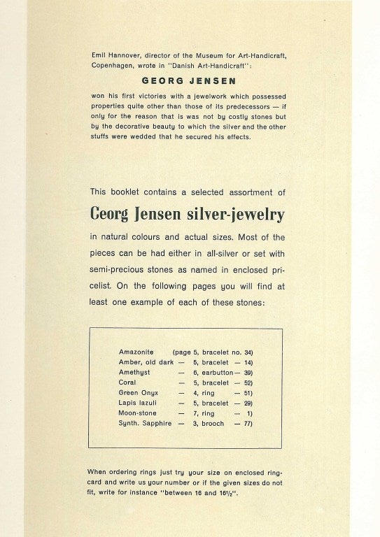 Jensen Silver. (Jewelry Catalogue). at 1stDibs jensen