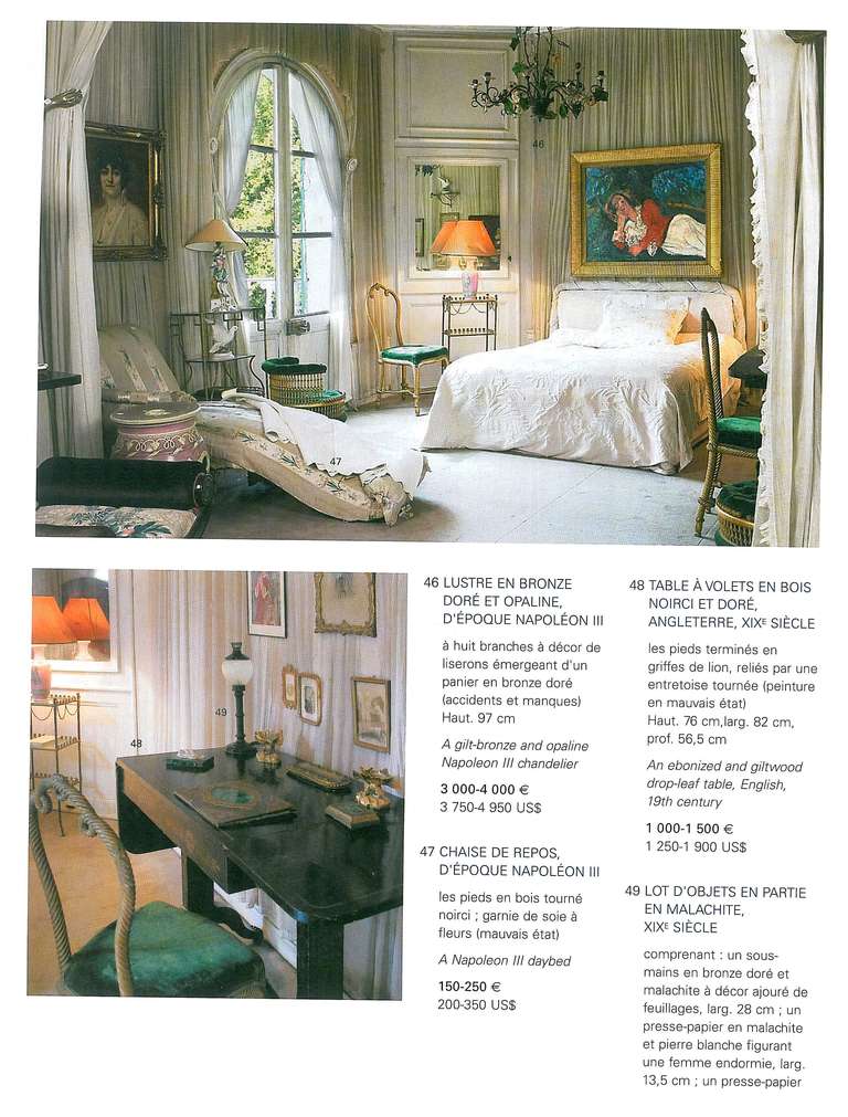 Sotheby's sale catalogue from September/October 2004, of the furniture, objets and works of Art which formed the estate of the late great Interior Designer/Decorator, who had a very unique style.