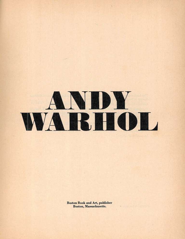  Rare Swedish Exhibition Catalogue
This book was published on the occasion of the Andy Warhol exhibition at Moderna Museet in Stockholm in 1968, it was edited by Andy Warhol, Kasper Konig, Pontus Hulten and Olle Granath, 644 pages  with black and
