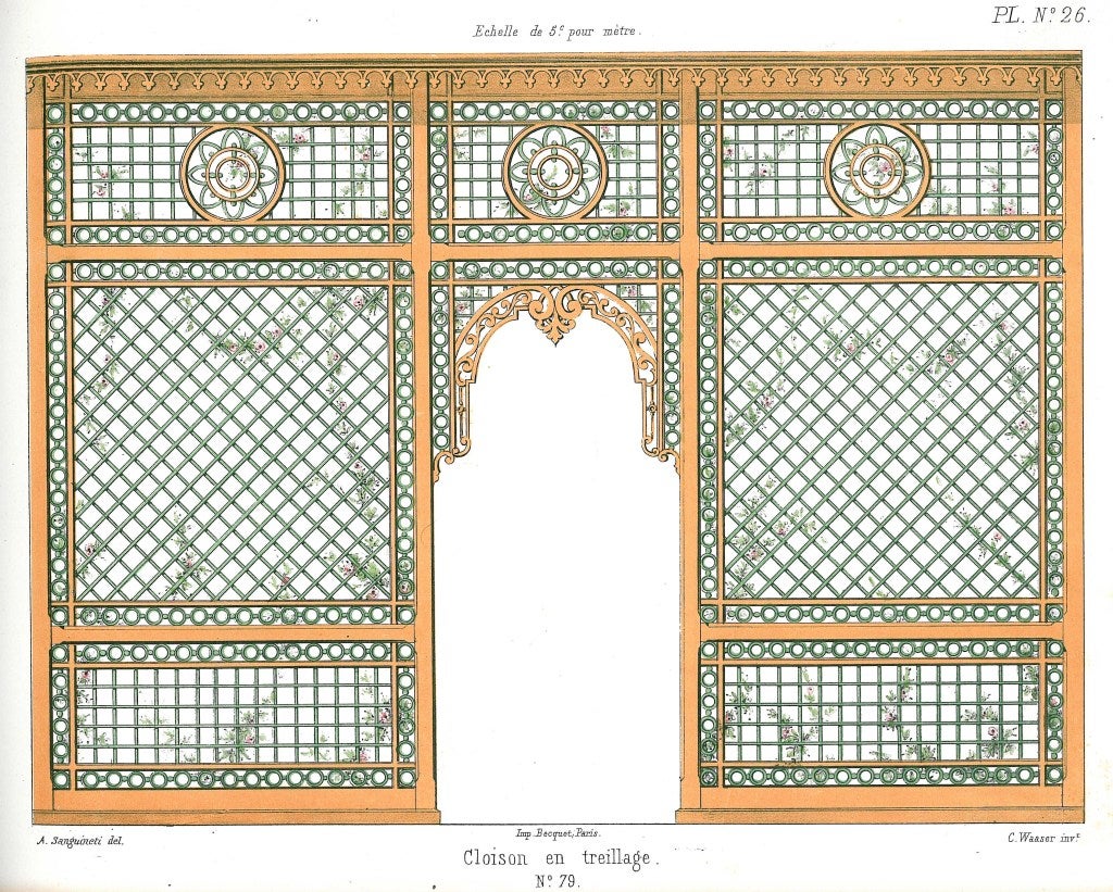 19th Century La Decoration en Treillage (Decorative Trellis Patterns)