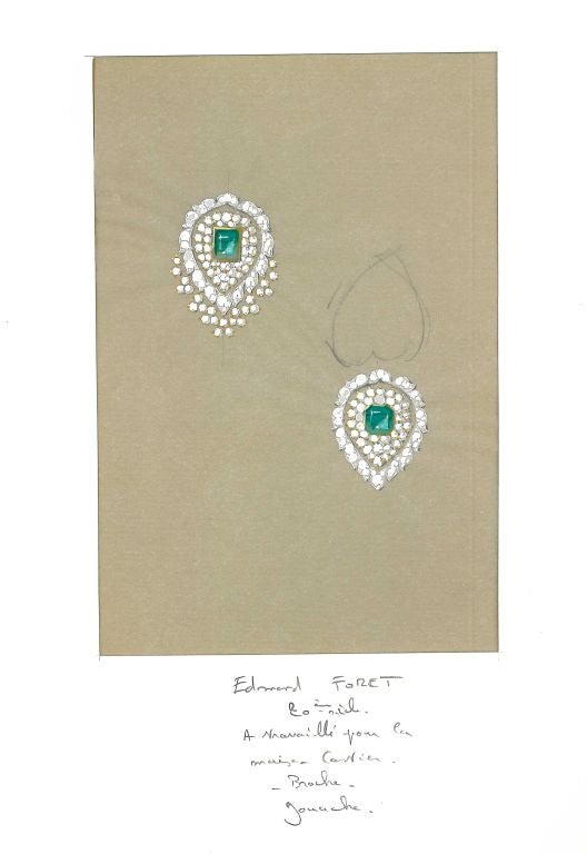 Box of 18 Gouache Jewellery Designs by Edmond Foret