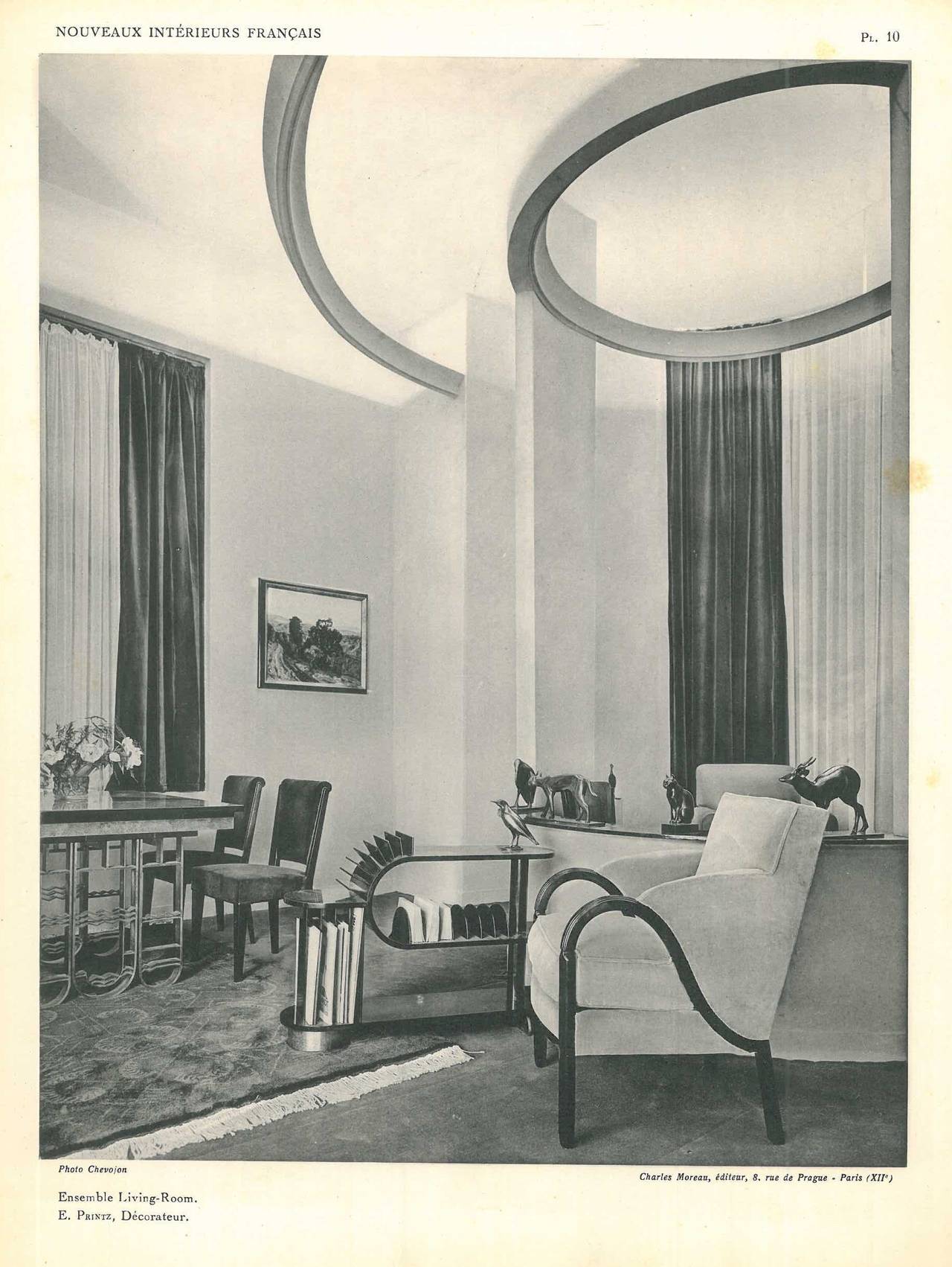 A set of three folio's which are A4 in size, with individual plates of black and white photographs showing room sets designed by some of the great designers and decorators of the Art Deco era, names such as Rene Herbst, Maurice Dufrène, Jacques