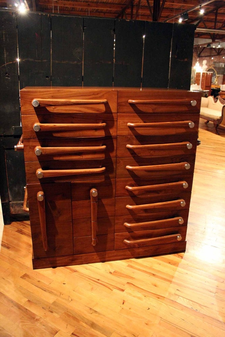 English Gentleman's Walnut Chest with Multiple Doors and Drawers