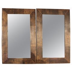 Pair of French Parchment Mirrors