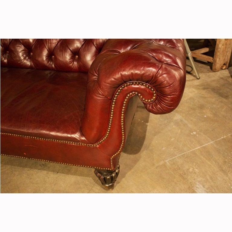 British English Leather Chesterfield Sofa For Sale
