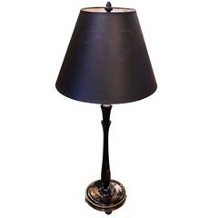 English Ebony Candlestick Lamp