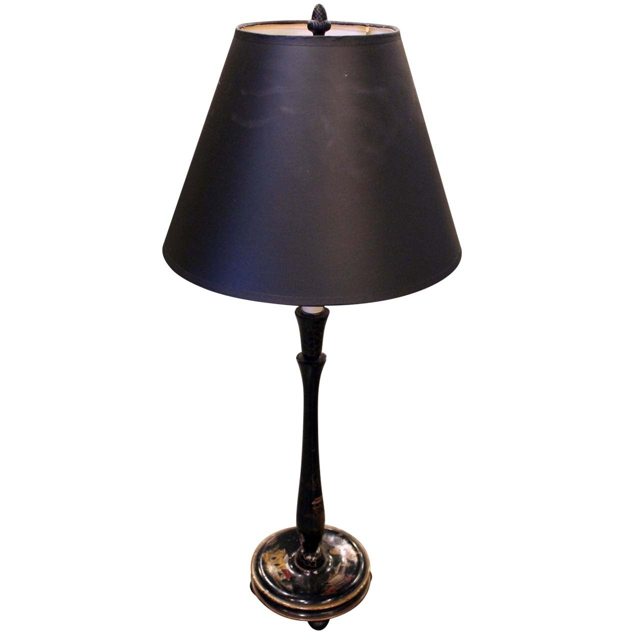 English Ebony Candlestick Lamp For Sale