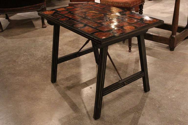 Ebony, Tortoise and Inlaid Low Table from Portugal In Good Condition In High Point, NC