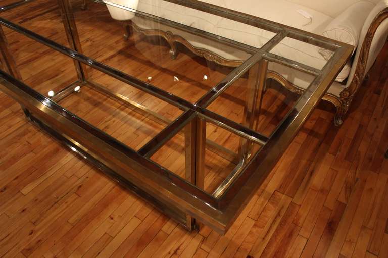 Mid-20th Century French Chrome and Brass Glass Top Table For Sale