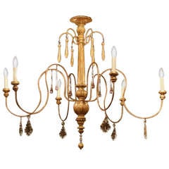 Giltwood Chandelier, 21st Century, Incorporating a 19th Century Central Stem