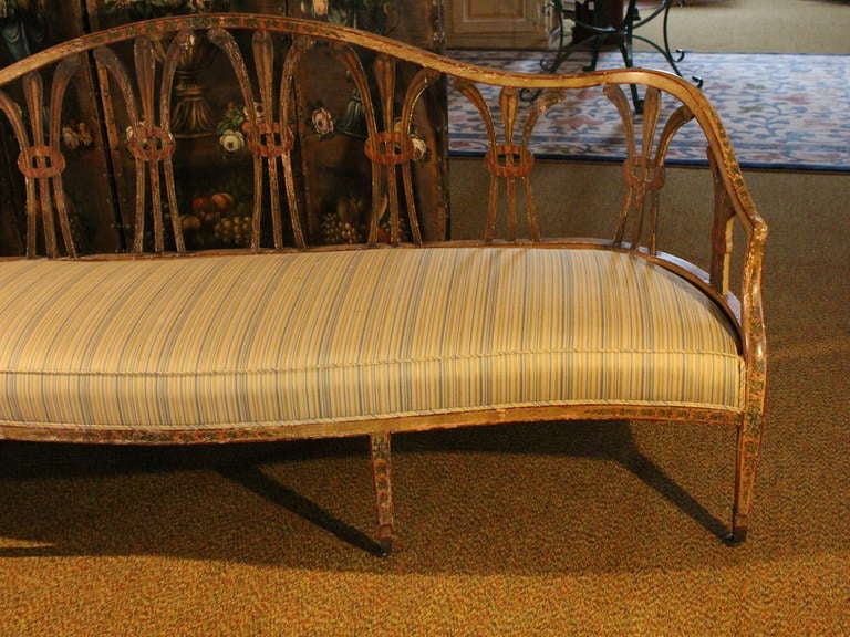 Late 18th c. English George III Adams Style Pastel Settee In Good Condition For Sale In High Point, NC