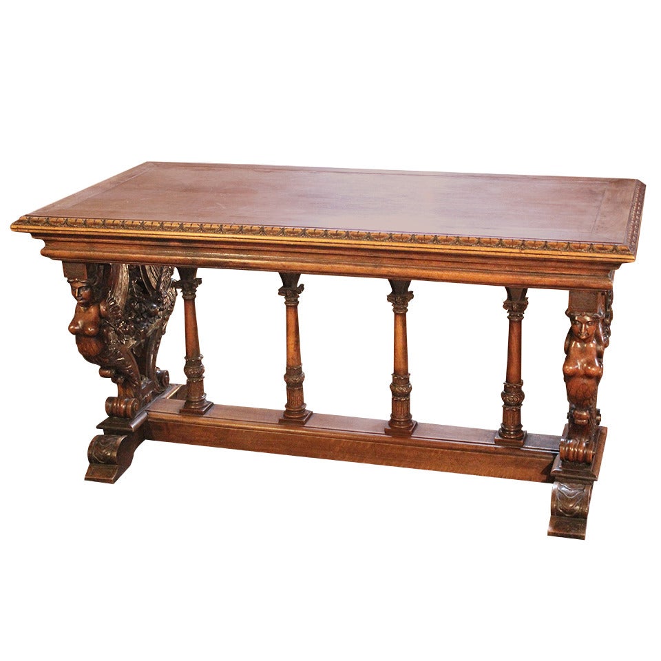 19th Century Neoclassical Library Table For Sale