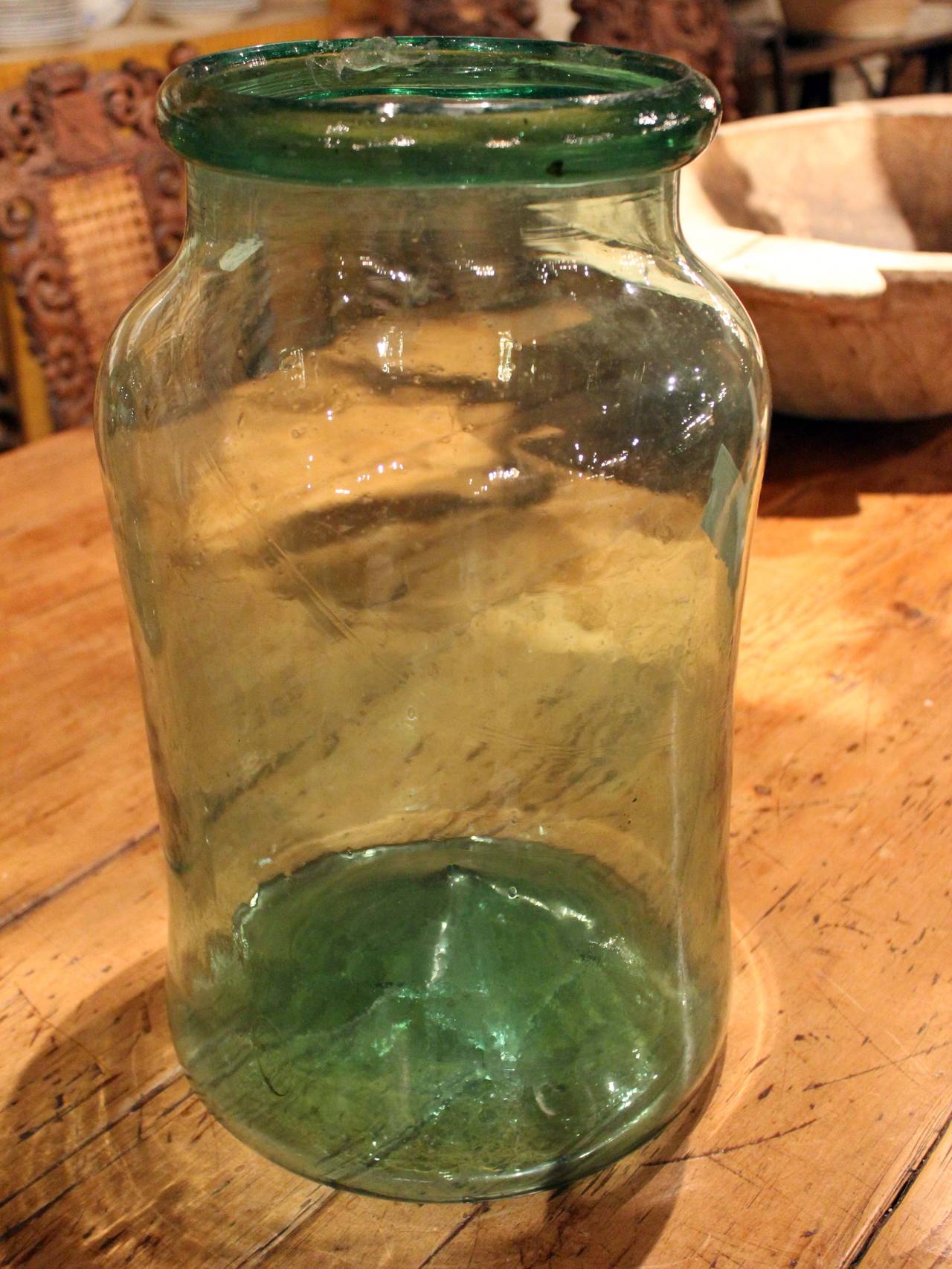 French green glass jars.
