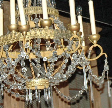 Pair of Sixteen Light Chandliers from Italy with Crystal Accents
