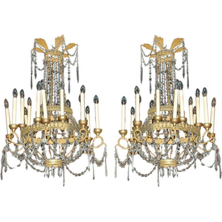 Pair of  Italian Chandeliers For Sale