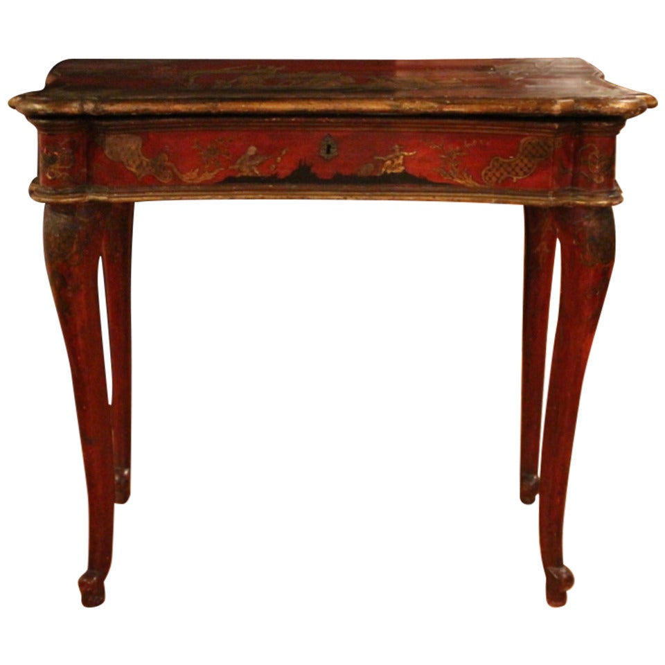 Italian Red Lacquered Dressing Table For Sale